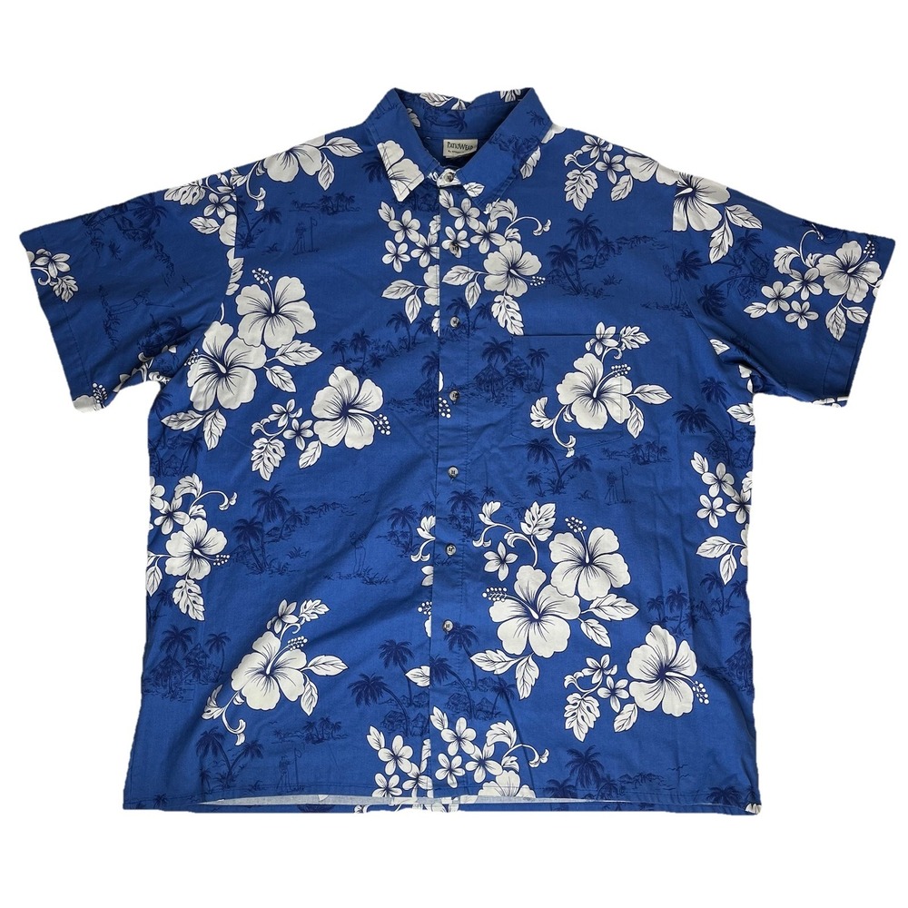 Patiowear Shirt Mens 2XL Hawaiian Hibiscus Golf 100% Cotton Triple A Baseball